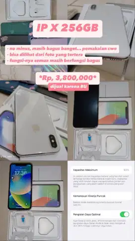 Iphone X 256Gb fullset Mulus