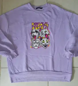 Crewneck/Sweater KISS Animal - Warna Ungu Muda