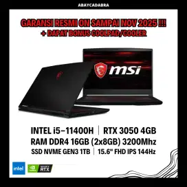 MSI GF63 Thin 11UC RTX 3050 (RAM 16GB + SSD NVME 1TB + BONUS COOLPAD)