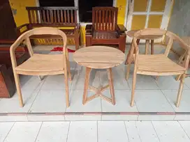 Ready stock mentah kursi cafe selly kaki kotak bahan full kayu jati