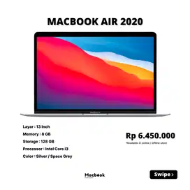 MACBOOK AIR 2020 RAM 8/128 GB i3