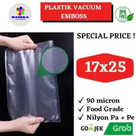 Plastik Vacuum Size 17x25cm Bag Seal Vacum Vakum Makanan Wrap Embos