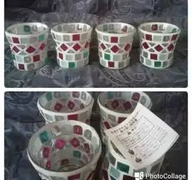 SALE!! Mozaic glass candle (4 pieces)