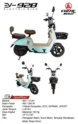 SEPEDA LISTRIK EXOTIC EV 928 (CASH & CREDIT)