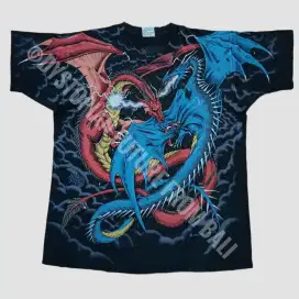 Vintage 1994 T-shirt Liquid Blue - Duelling Dragons All Over Print