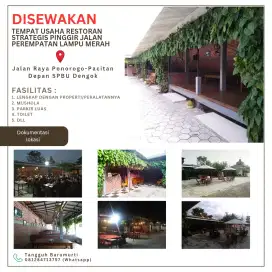 DISEWAKAN Tempat Usaha Kuliner Strategis Pinggir Jalan