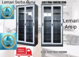 Lemari Arsip plat besi kaca sliding kuat & awet 1.600.000 free ongkir