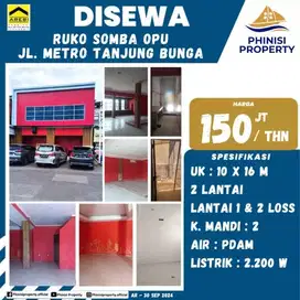 DISEWA RUKO SOMBA OPU JALAN METRO TANJUNG BUNGA