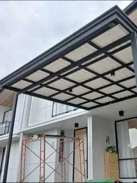 Kanopi alderon model minimalis spek Besi hollow galvanis