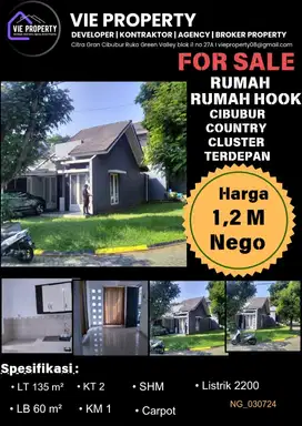 Dijual Rumah di Cibubur Country, Cluster Depan, Hook