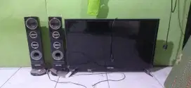 Rosok LCD TV polytron 32inc dan speaker tower polytron