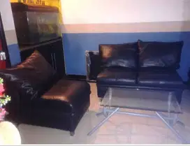 SALE !! Sofa Set Meja kaca Dengan Bantal Senderan Besar