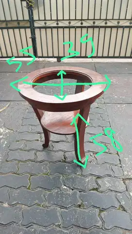 MEJA KAYU BULAT BEKAS