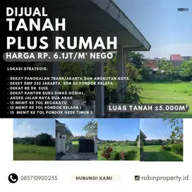 Dijual Tanah Glondongan + Rumah ±200m di Pondok Kelapa Jakarta Timur