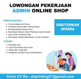 Lowongan Kerja ADMIN Online Shope / Loker Maja / Loker Lebak