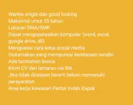 Lowongan administrasi dan telemarketing