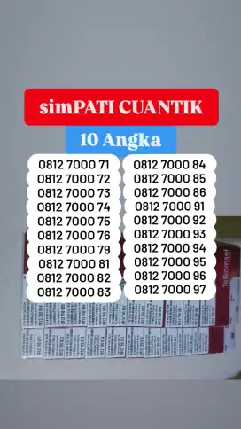 Nomor Cantik simpati 10 digit, 10 angka