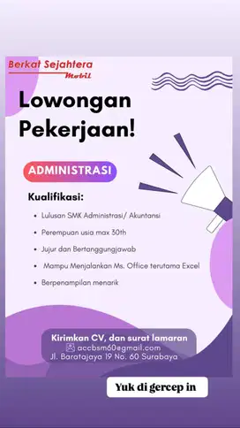 LOWONGAN ADMIN KANTOR