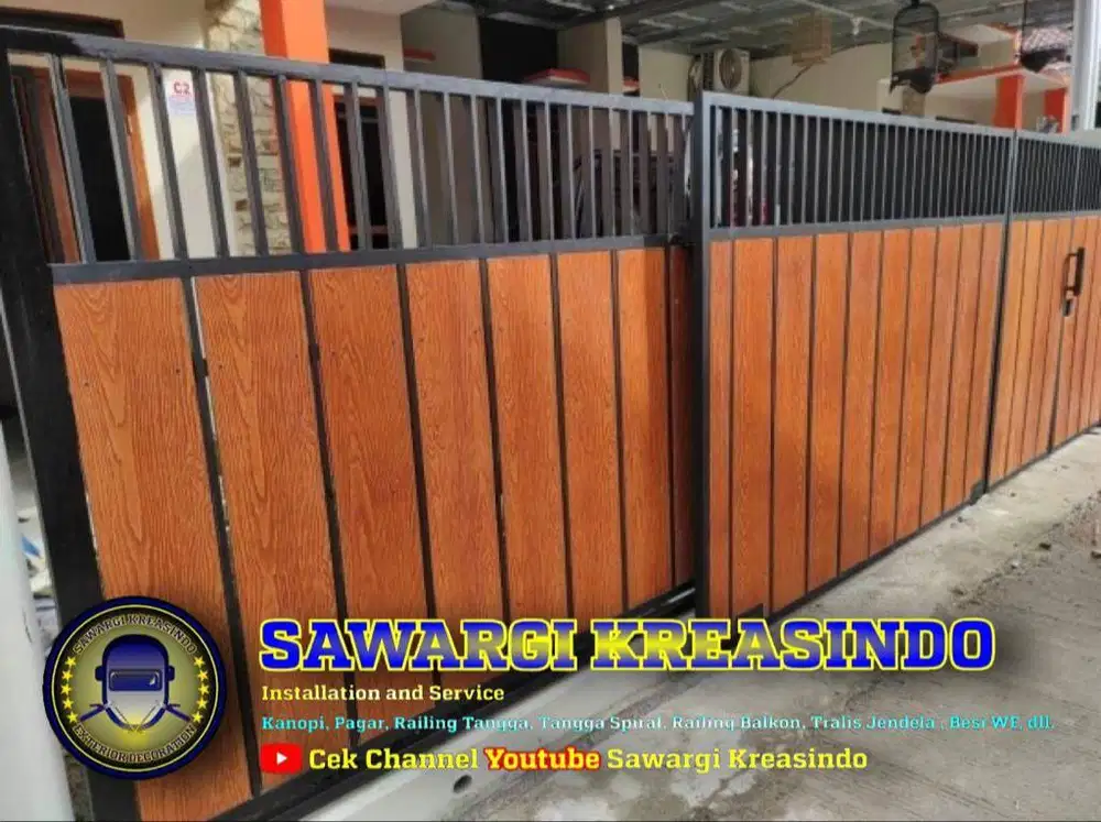 Pagar rumah GRC / Motif kayu sliding lipat harga murah