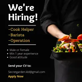 Dibutuhkan Cook Helper, Barista