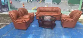 Sofa Full Kulit Asli Set Meja