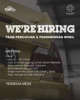 LOKER/LOWONGAN KERJA PENCUCIAN DAN PENGERINGAN MOBIL