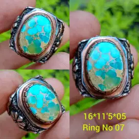 CINCIN BATU PIRUS PERSIA BLUE GRADASI URAT EMAS