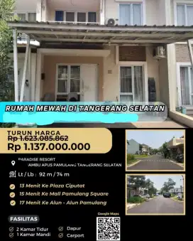 Dijual Rumah Paradise Resort Bambu Apus Pamulang