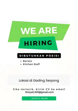 Dibutuhkan Barista dan Kitchen Staff