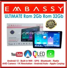 Headunit android 9 inch embassy ultimate ram 2/32 carplay android auto