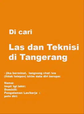 Dibutuhkan tukang las tangerang