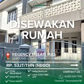 DISEWAKAN RUMAH RAPI STRATEGIS DAN SIAP HUNI DI REGENCY MELATI MAS