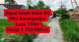 Dijual tanah timur RS PKU Karanganyar