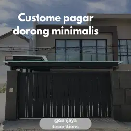 Custome pagar dorong cutting minimalis