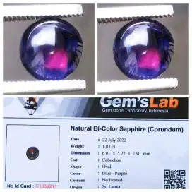 Bi color blue finkish purple sapphire srilangka noheat