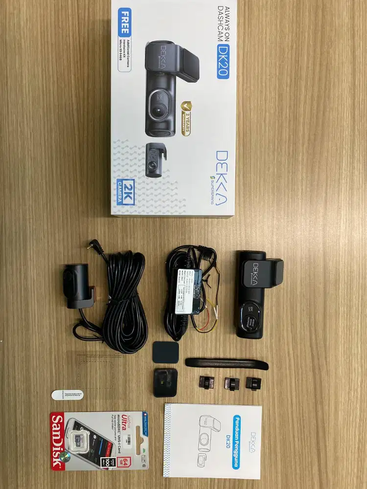 DEKKA DK20 Dash Cam 2K UHD Dual Camera (Depan + Belakang)