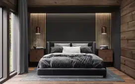 Dipan , Tempat tidur , lemari  backdrop tempat tidur minimalis