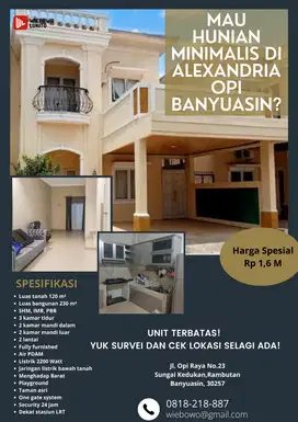 Dijual Rumah Banyuasin - Opi, Perumahan Alexandria