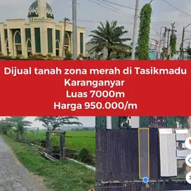 Dijual tanah zona merah tasikmadu Karanganyar