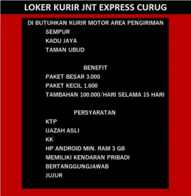 LOKER KURIR JNT EXPRESS CURUG