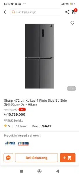 KULKAS 4 PINTU SHARP INVERTER