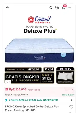 Kasur Springbed 160x200 central Pocket