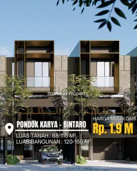 RUMAH 3 LANTAI MODERN KEKINIAN DI PONDOK KARYA - AREA BINTARO