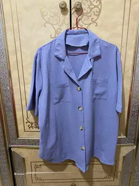 Blouse Biru Oversize