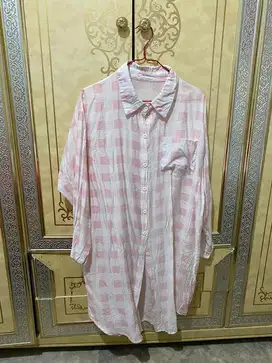 Baju Blouse Tunik Oversize pink