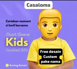 Kaos polos anak kids bisa custom pakai nama dan gambar sesukanya.