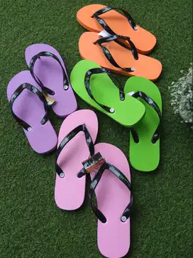 sandal jepit villa custom logo merek brand di tali bahan spon awet