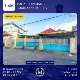 Rumah Hitung Tanah Pacar Kembang Tambaksari dkt UNAIR Surabaya Timur