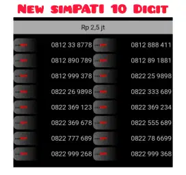 Nomor Cantik simPATI 10 Digit