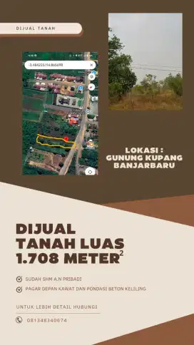 Jual perlu dana cepat tanah pribadi SHM